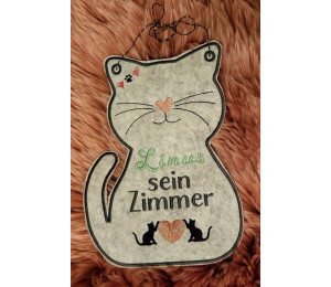 Stickdatei ITH - Türschild Katzenrahmen blanko